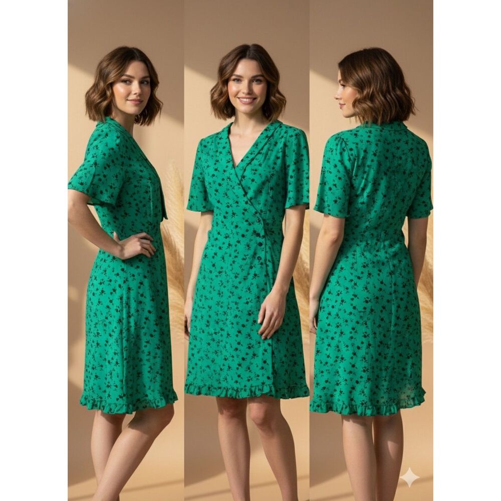 ASOS DESIGN CASUAL CLASSY FEMININE DANITY FLORAL MINI WRAP DRESS US SIZE 4